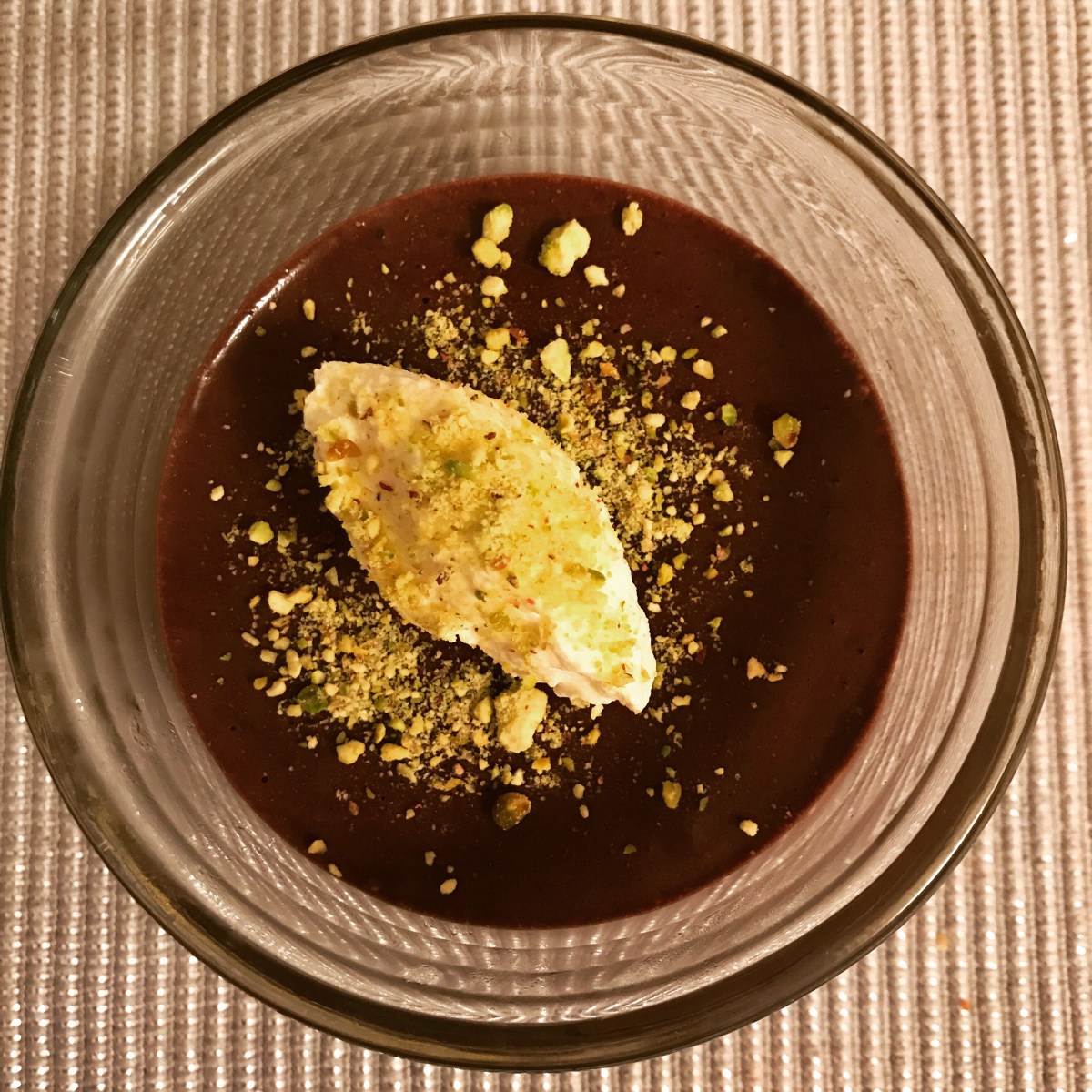 Dark chocolate mousse with pistachio&nbsp;crumb