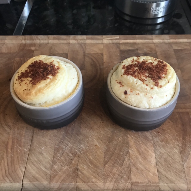 Cheese soufflé with bacon&nbsp;crumb